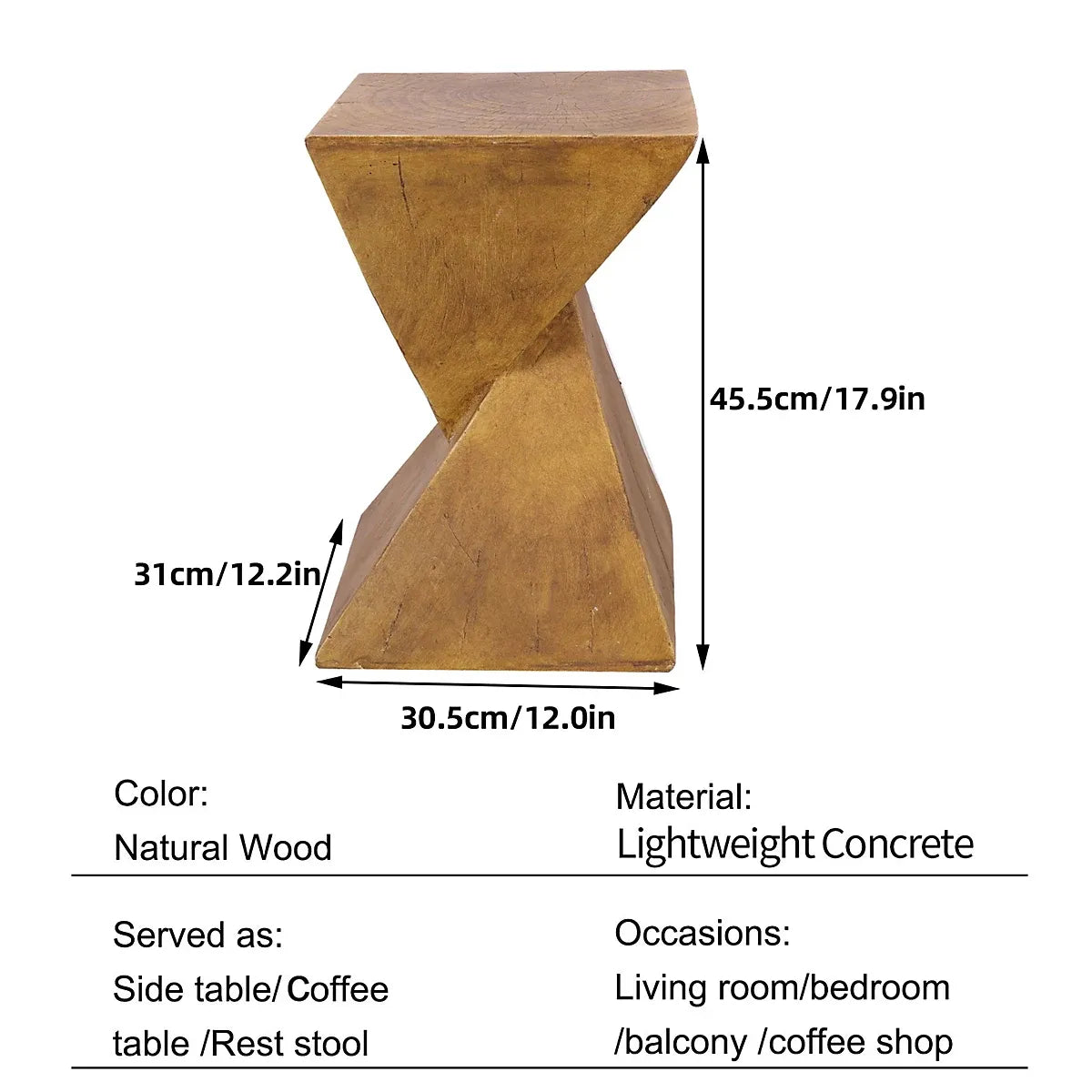 Fativo Concrete Side Table No Assembly For Living Rooms-Furniture Kingdom